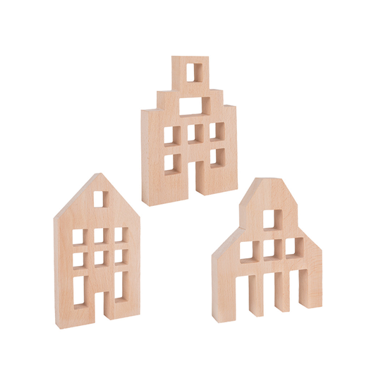 Play Education Co | Curated Educational Resources & Toys wooden house set for acrylic blocks in natural light wood